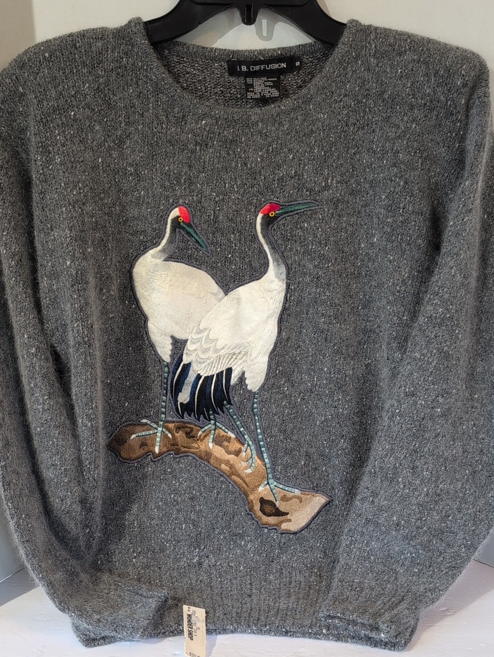 Vintage IB Diffusion Sweater Women's S Nwt Silk Angora Crane Bird '80S.